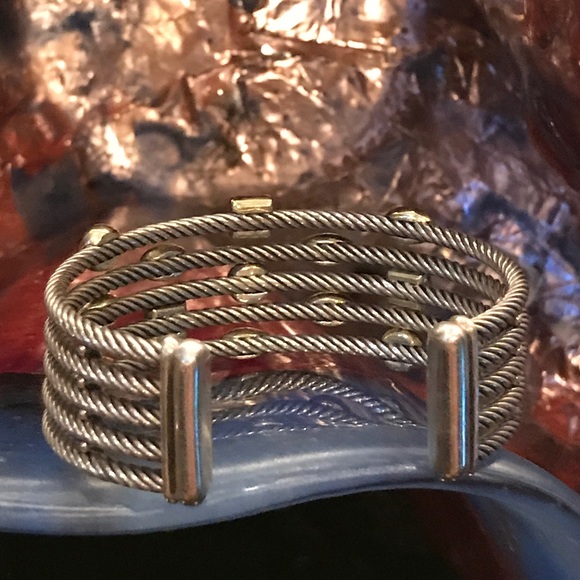 David Yurman Carnelian 5 Row Confetti Gem Cuff 18k - Picture 5 of 7